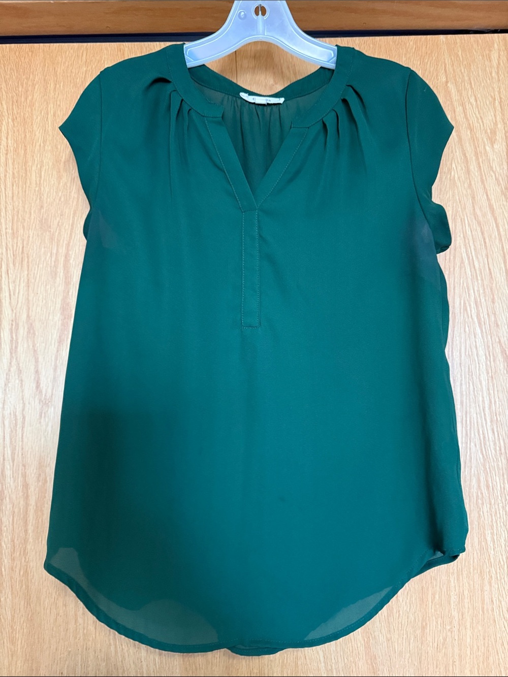 fun 2 fun Dark Green Cap Sleeve V-Neck Blouse